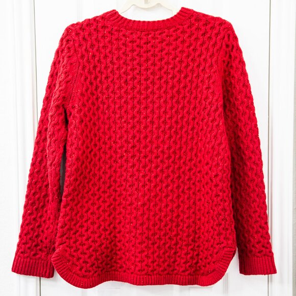 Land's End Red Crew Neck Cable-Knit Sweater, size M - Picture 3 of 6